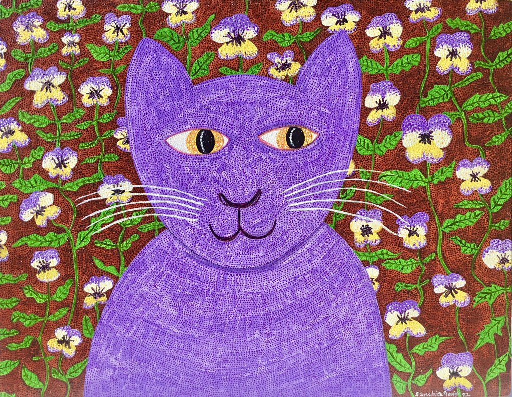 Violet Cat with Violas